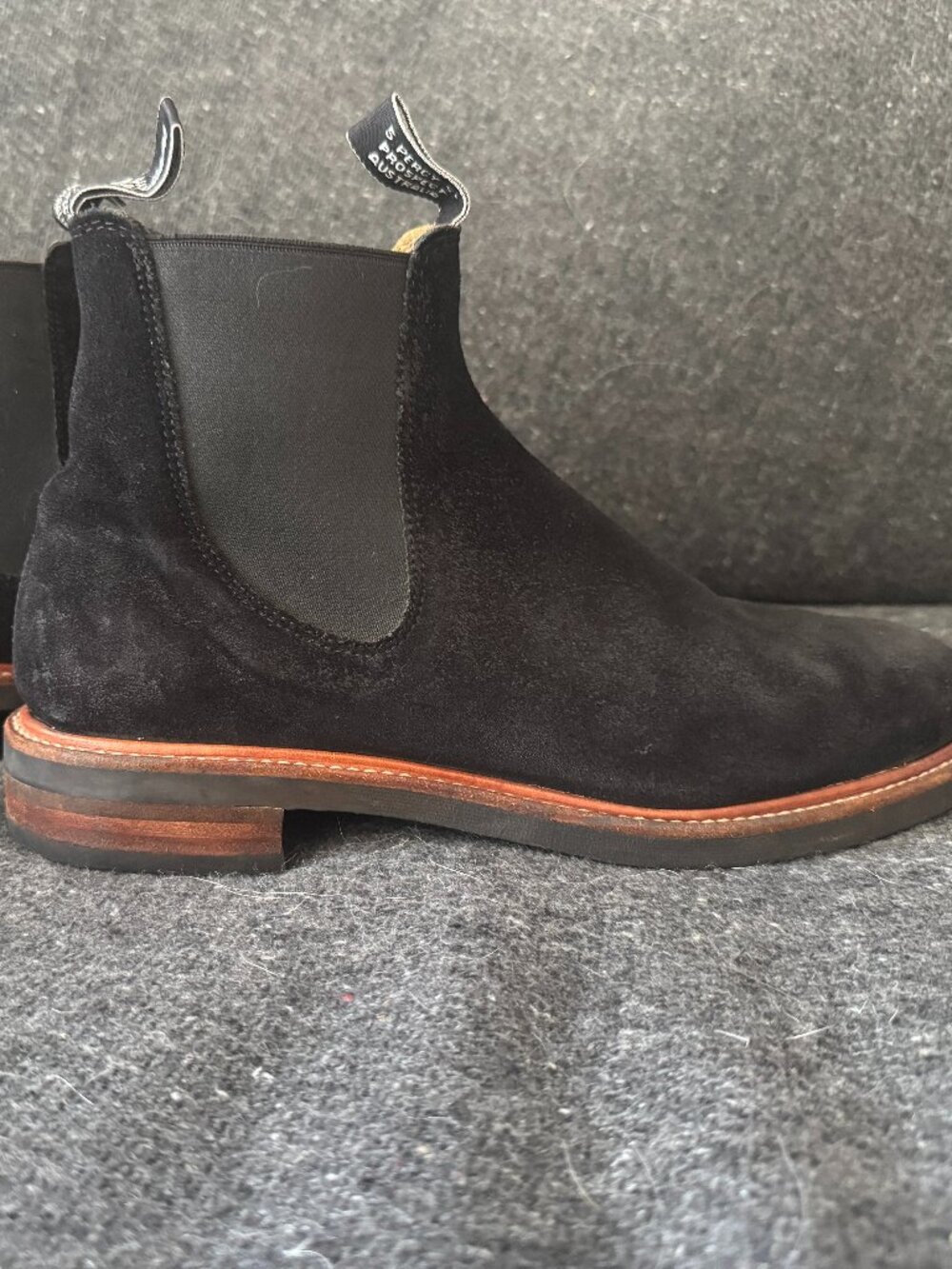 R.M. Williams Black Gardener Roughout Suede Full Welt Chelsea Boots Mens 9.5